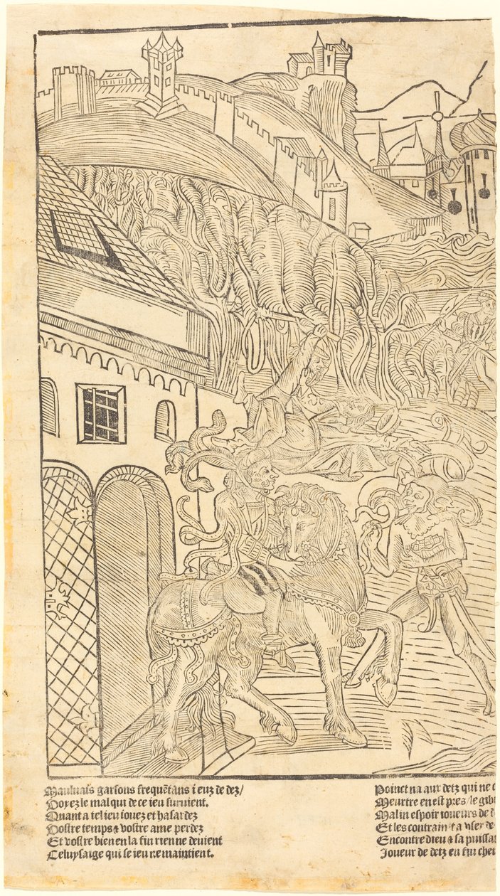 Um aviso contra o jogo de dados de French 15th Century
