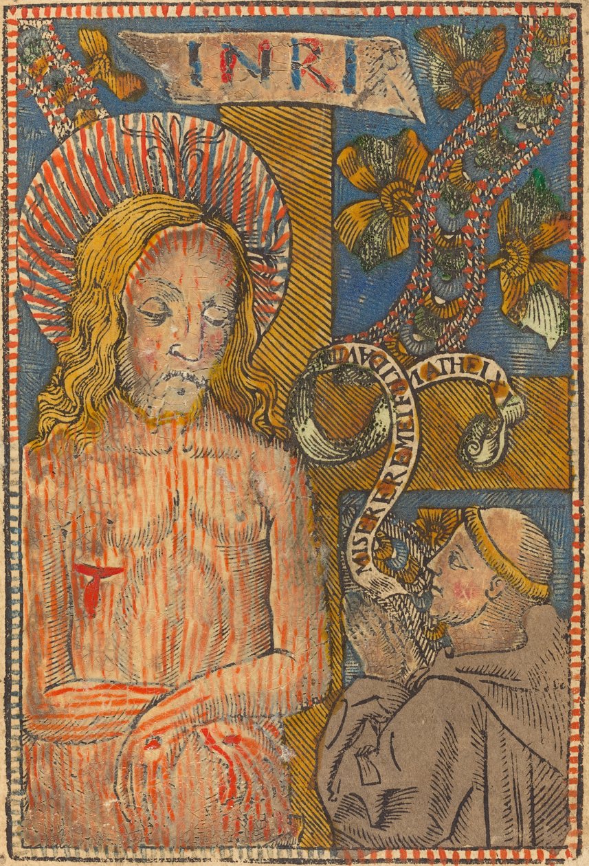 O homem das dores com um franciscano de French 15th Century