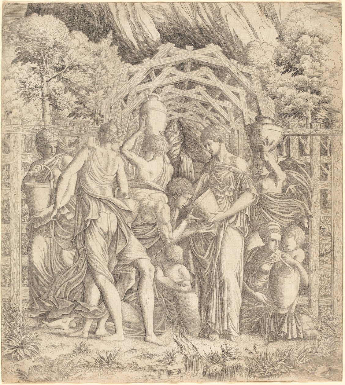 Água potável jovem (Rebecca e Eliezer?) de French 16th Century after Francesco Primaticcio