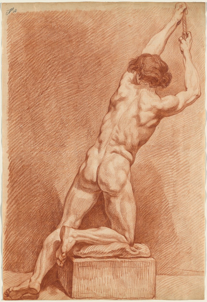 Um nu masculino visto de trás de French 18th Century