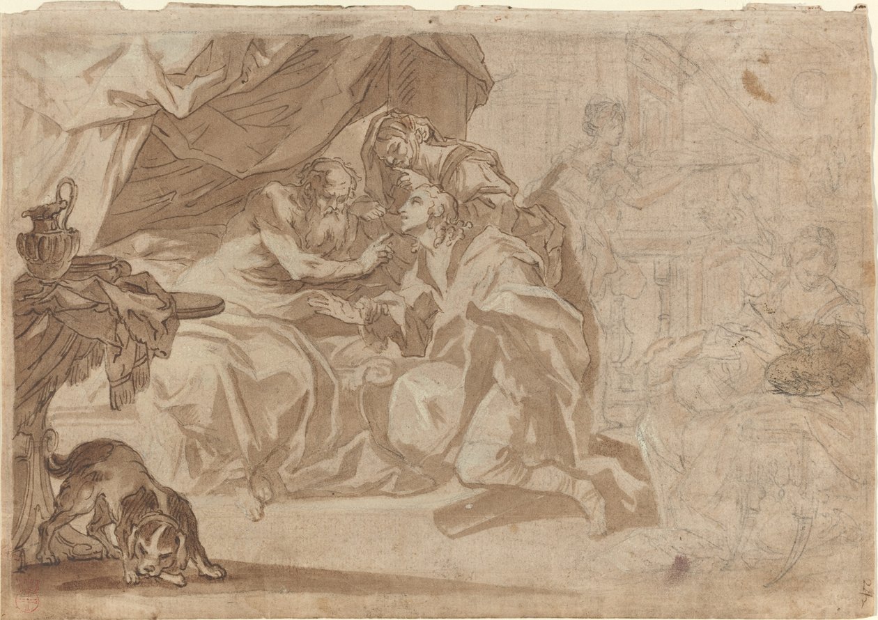 Jacó e Rebeca antes de Isaac [reto] de French 18th Century