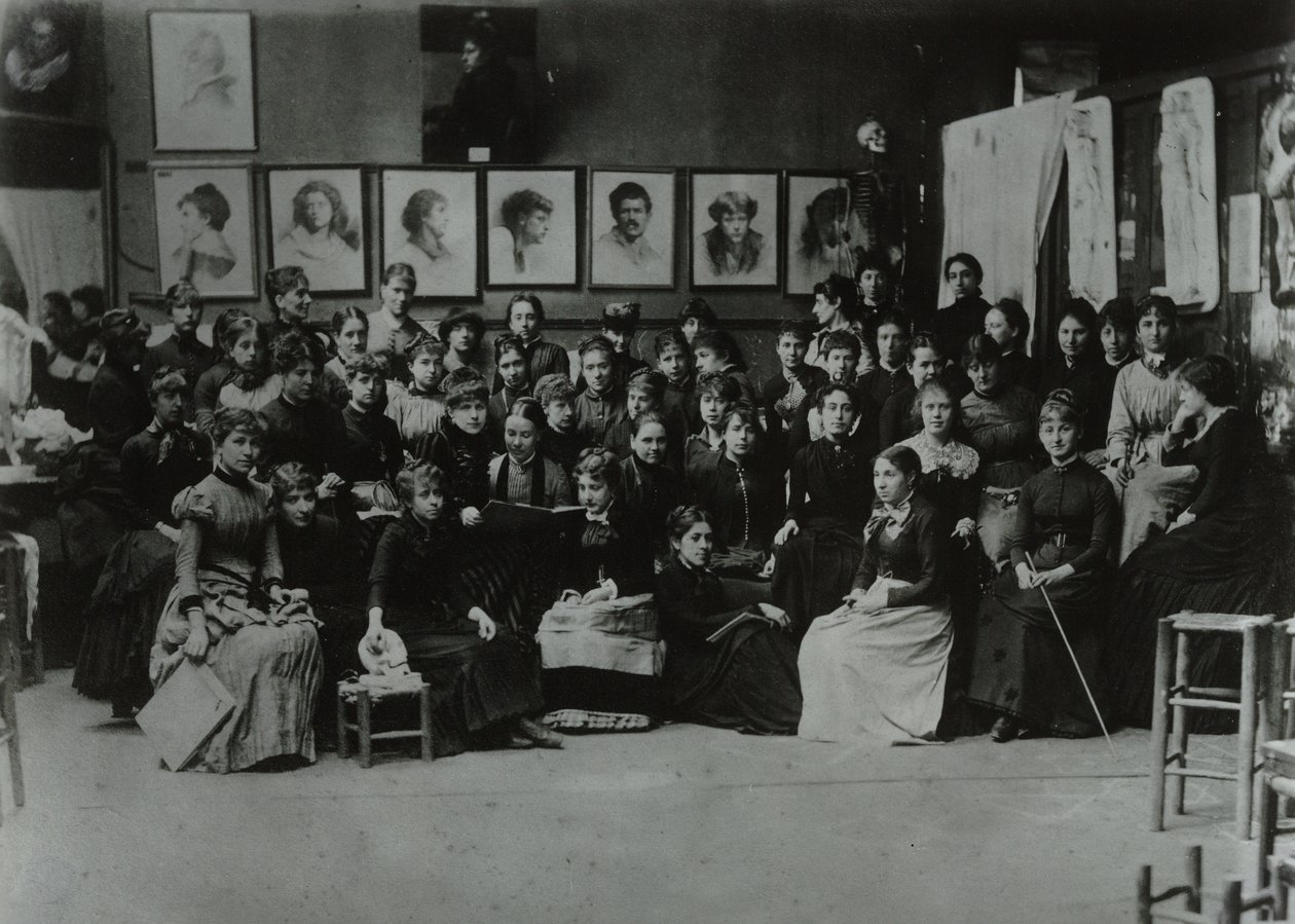 Academia Julian, Paris, grupo de estudantes de arte de French Photographer