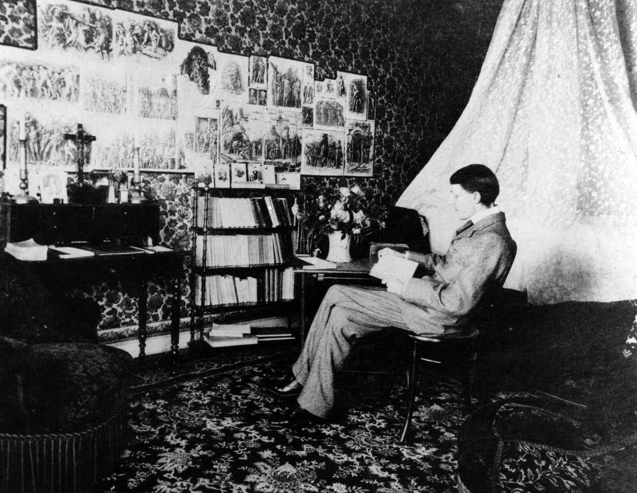 Aubrey Beardsley no Cosmopolitan Hotel, Menton, França, 1898 de French Photographer