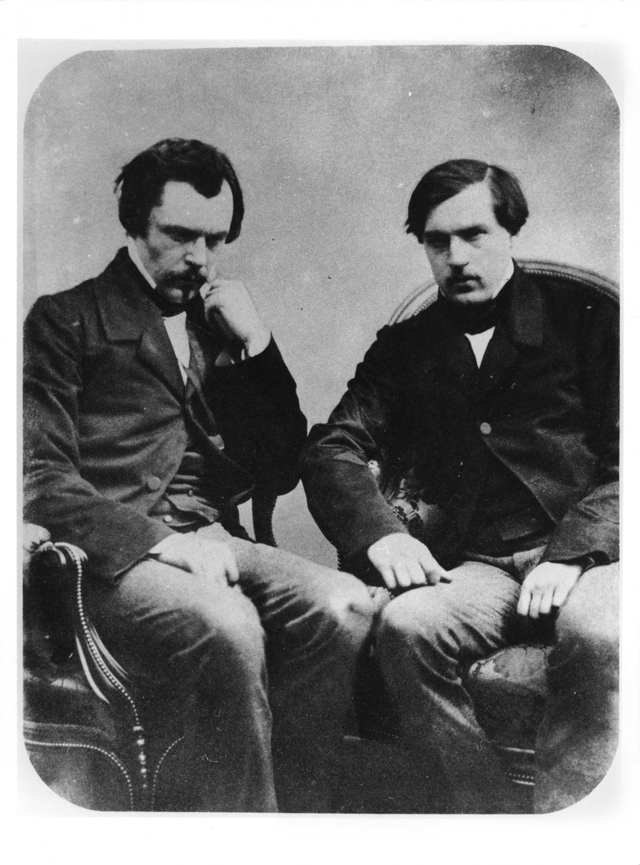 Edmond Louis Antoine Huot de Goncourt (1822-96) e Jules Alfred Huot de Goncourt (1830-70) (daguerreótipo) de French Photographer