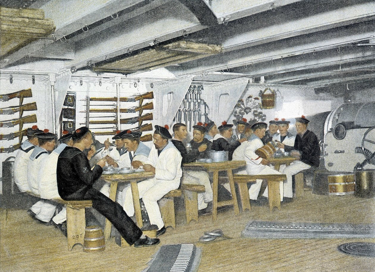 Marinha francesa, final do século XIX: Le repas des marins - Bibl. des Arts deco. de French Photographer