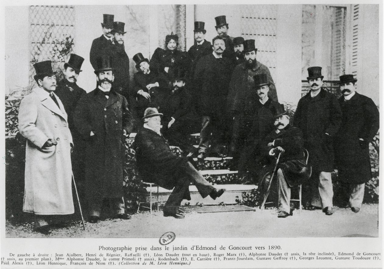 Grupo no jardim de Edmond Huot de Goncourt, c.1890 de French Photographer