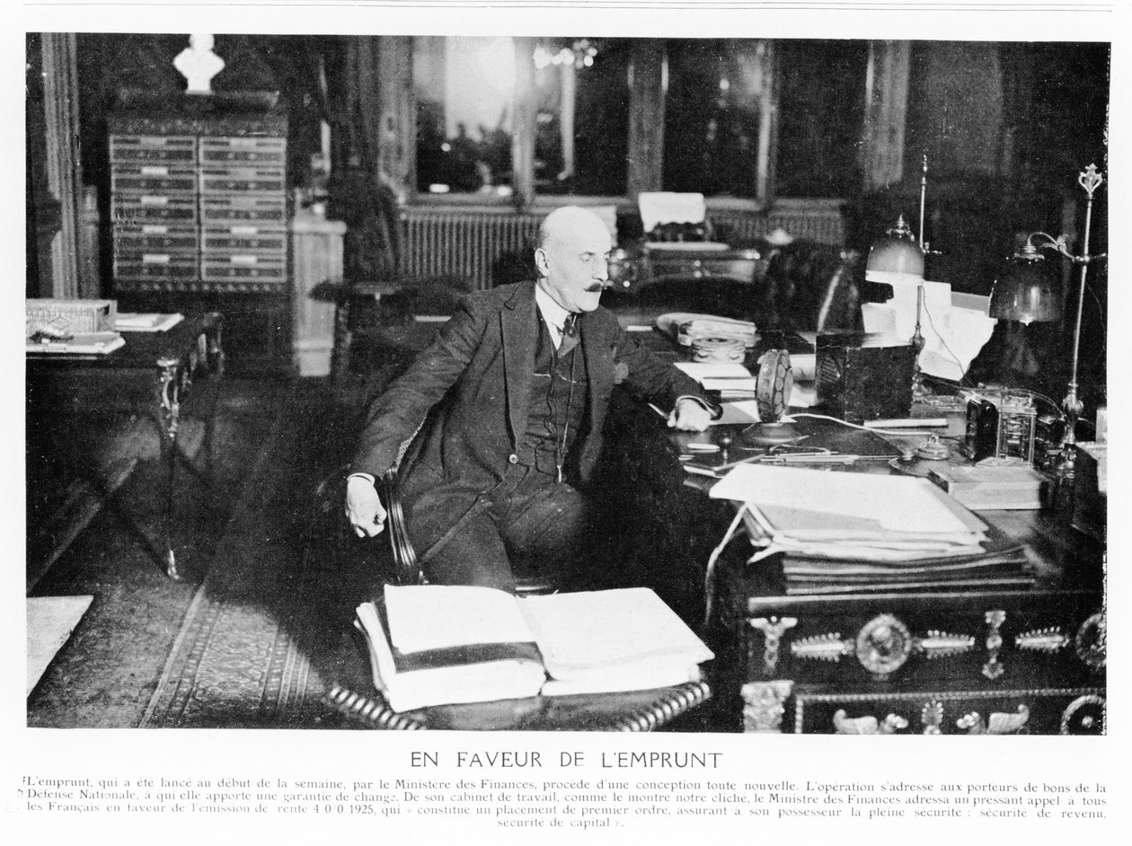 Joseph Caillaux falando na rádio em 1925, do Le Monde Illustré, 1925 de French Photographer