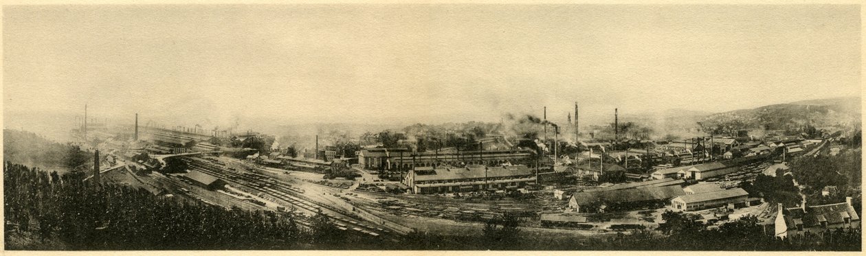 Le Creusot, vista panorâmica do Album des Fers et Aaciers da empresa Schneider & Cie, 1895 de French Photographer