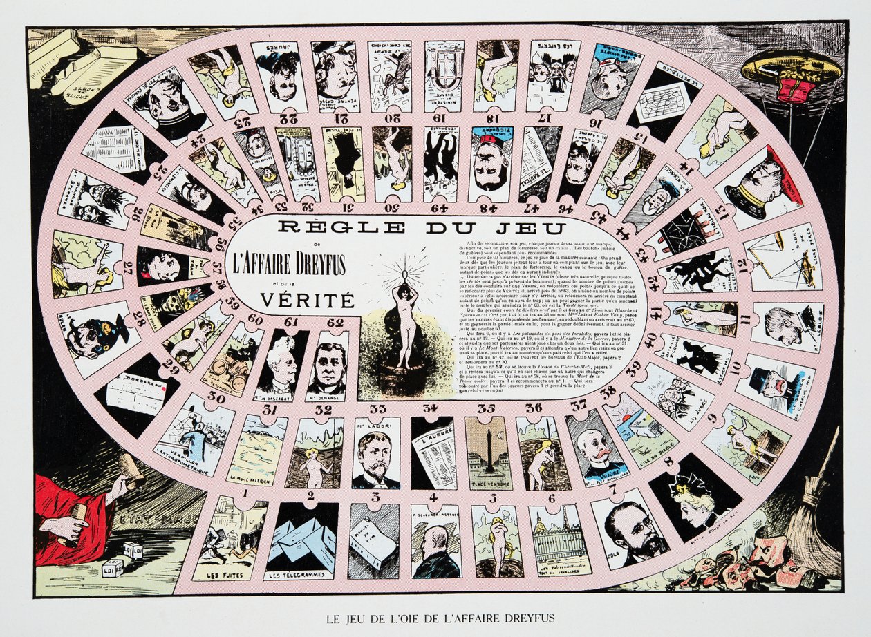 The Goose Game of the Dreyfus Affair, from History of the Third Republic, Vol. I, Political History, pub.1933 (cor litho) de French Photographer