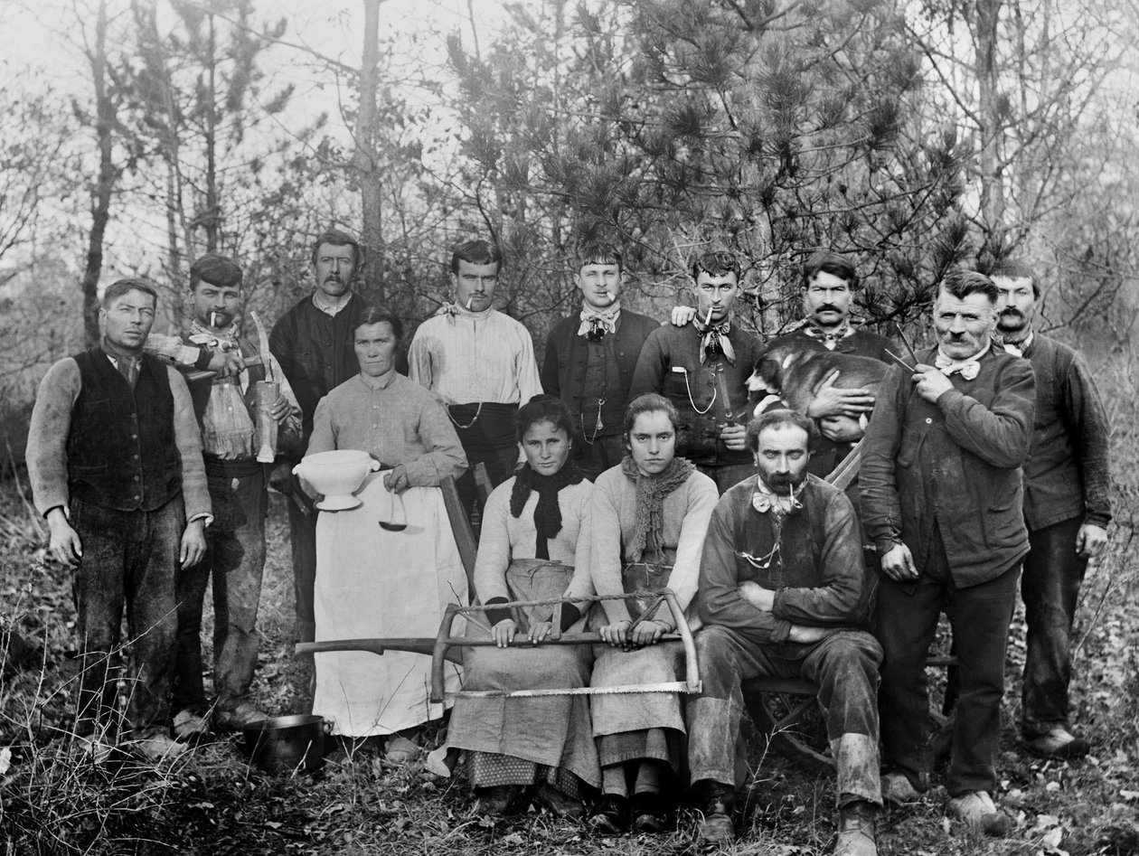 Acampamento com a sua família, região de Chaumont, Haute Marne, cerca de 1880. Coleção Ducos. de French Photographer