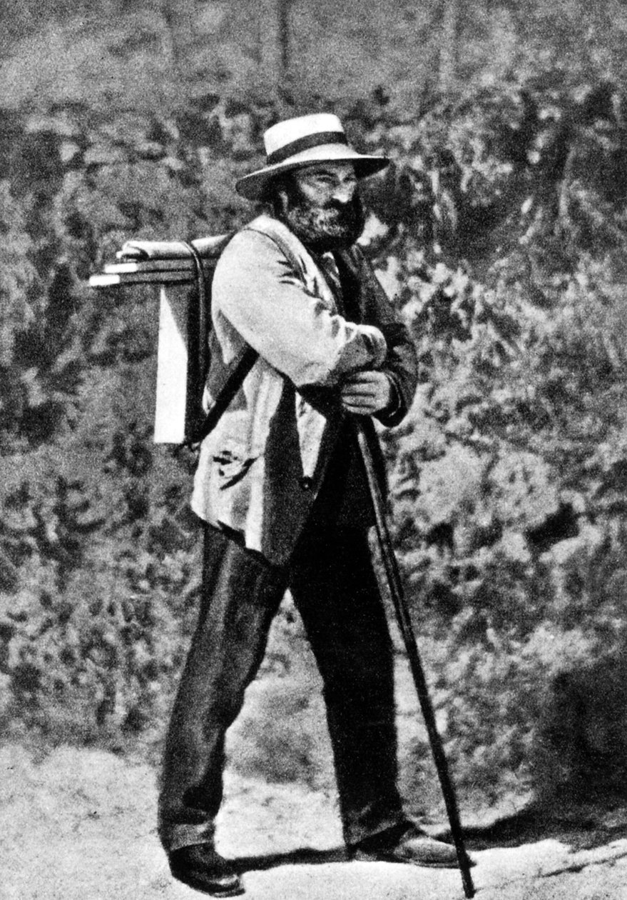 Paul Cezanne em Auvers-sur-Oise, c.1873 (foto a p/b) de French Photographer