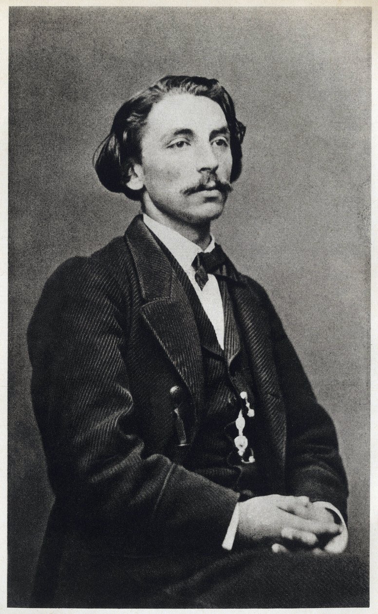 Retrato de Etienne Mallarme dit Stephane Mallarme (1842-1898) em 1862, poeta francês. Fotografia de French Photographer