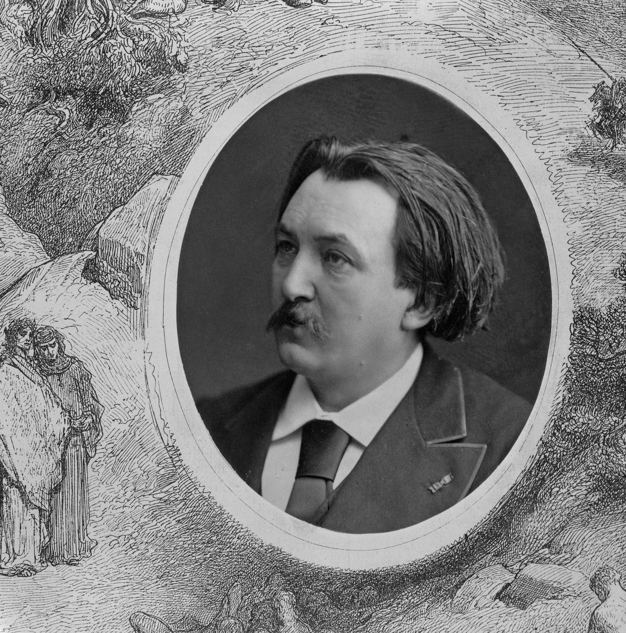 Retrato de Gustave Dore (1832-83) (foto a p/b) (detalhe de 202837) de French Photographer
