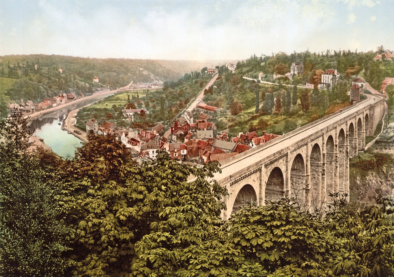 O Viaduto de Lanvallay, Dinan, França, 1890-1900 de French Photographer