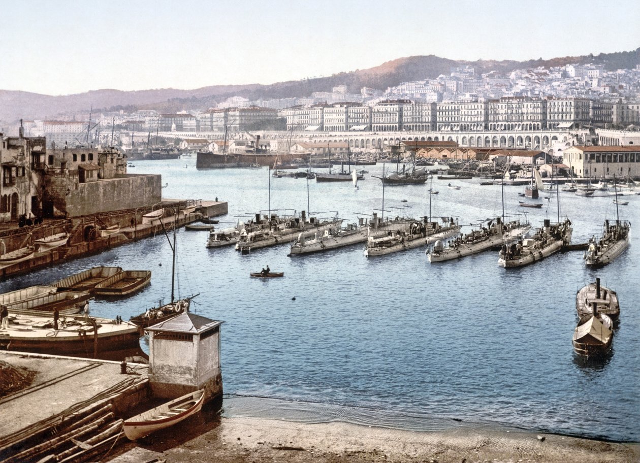 Vista do porto de Argel do Admiralty, bar. 1900 de French Photographer