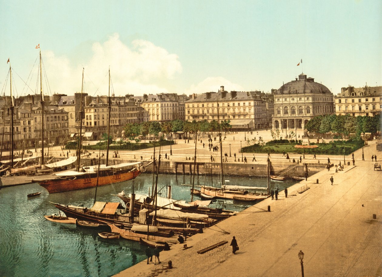 Vista de La Place Gambetta do cais, Le Havre, pub. 1890-1900 de French Photographer