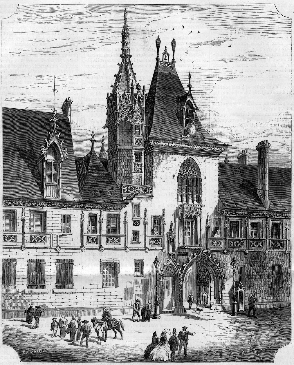 Arquitectura gótica do século XV: fachada do pátio interior da casa de Jacques Coeur (1395-1456), comerciante francês. Bourges, Cher (18) de French School