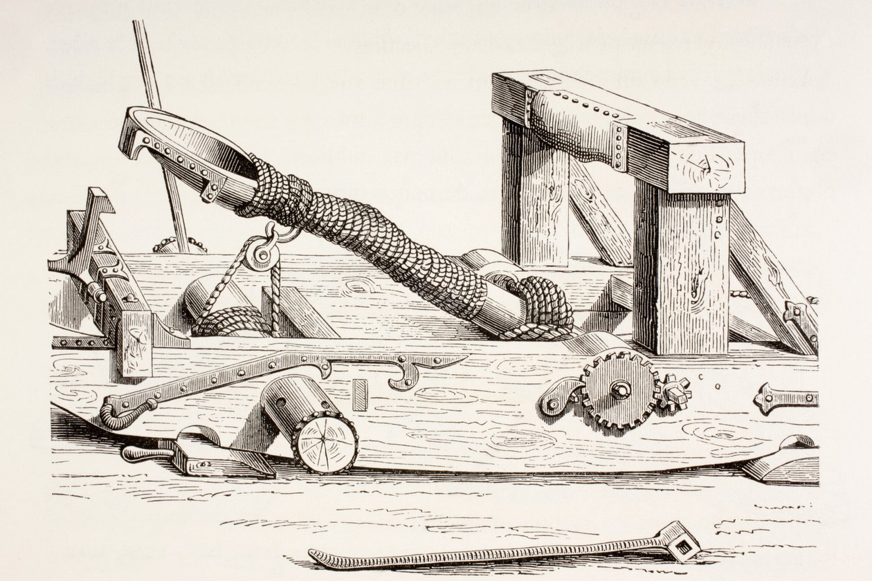 Mangonel do século XV, de The Arts in the Middle Ages, publicado em 1873 de French School