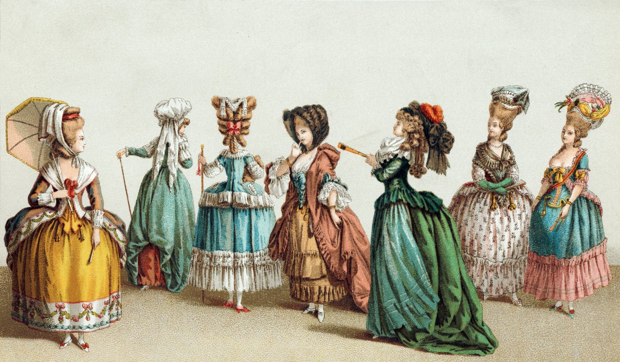 A moda feminina francesa do século XVIII e o penteado de French School