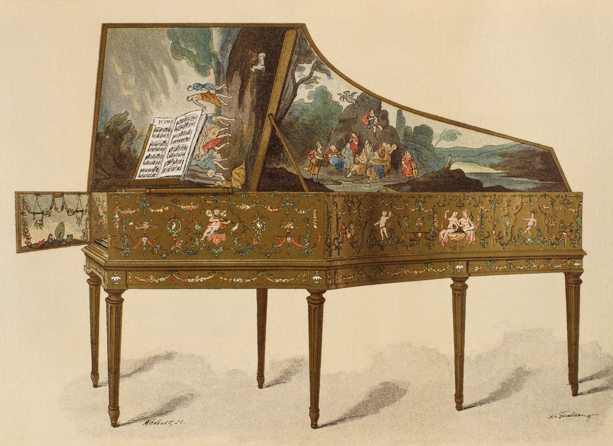 Cravo do século XVIII decorado com grotesco, ilustração do Dictionnaire de lameublement e da decoração de Henry Havard, volume 1, Paris, Maison Quantin, 1878 de French School