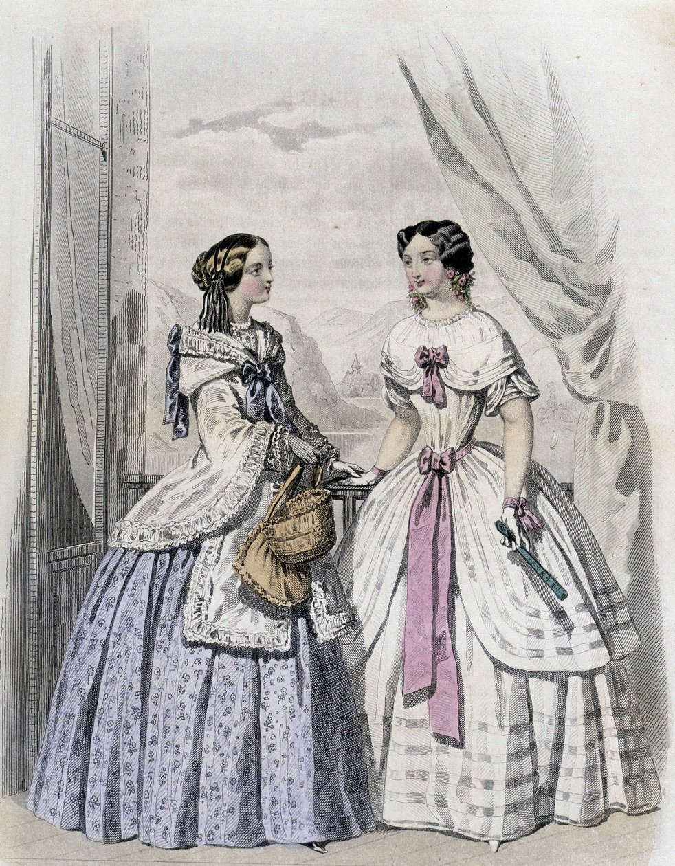 2 mulheres da moda - em "Journal des Demoiselles" 1852. de French School