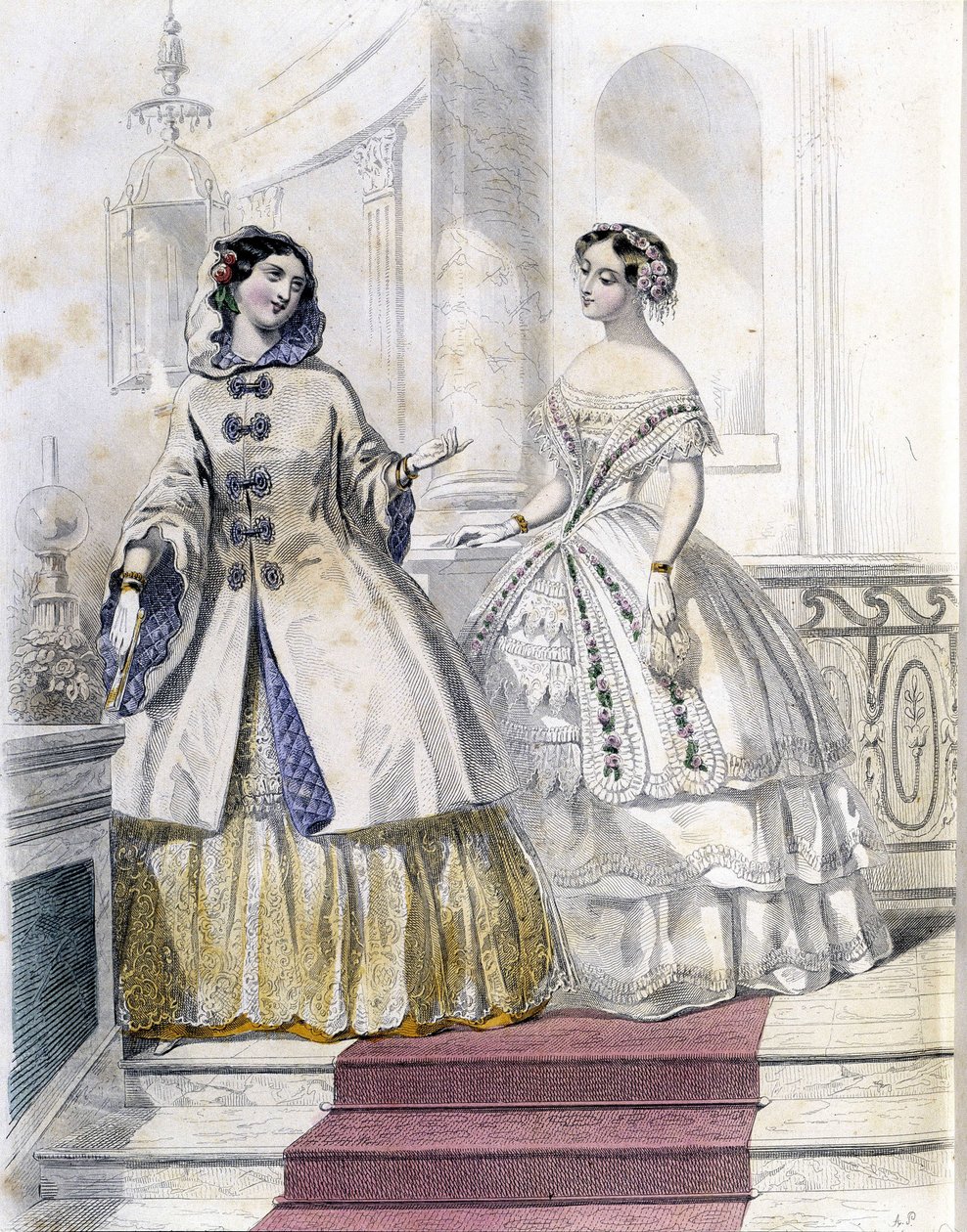 2 mulheres da moda - em "Journal des Demoiselles" 1852. de French School