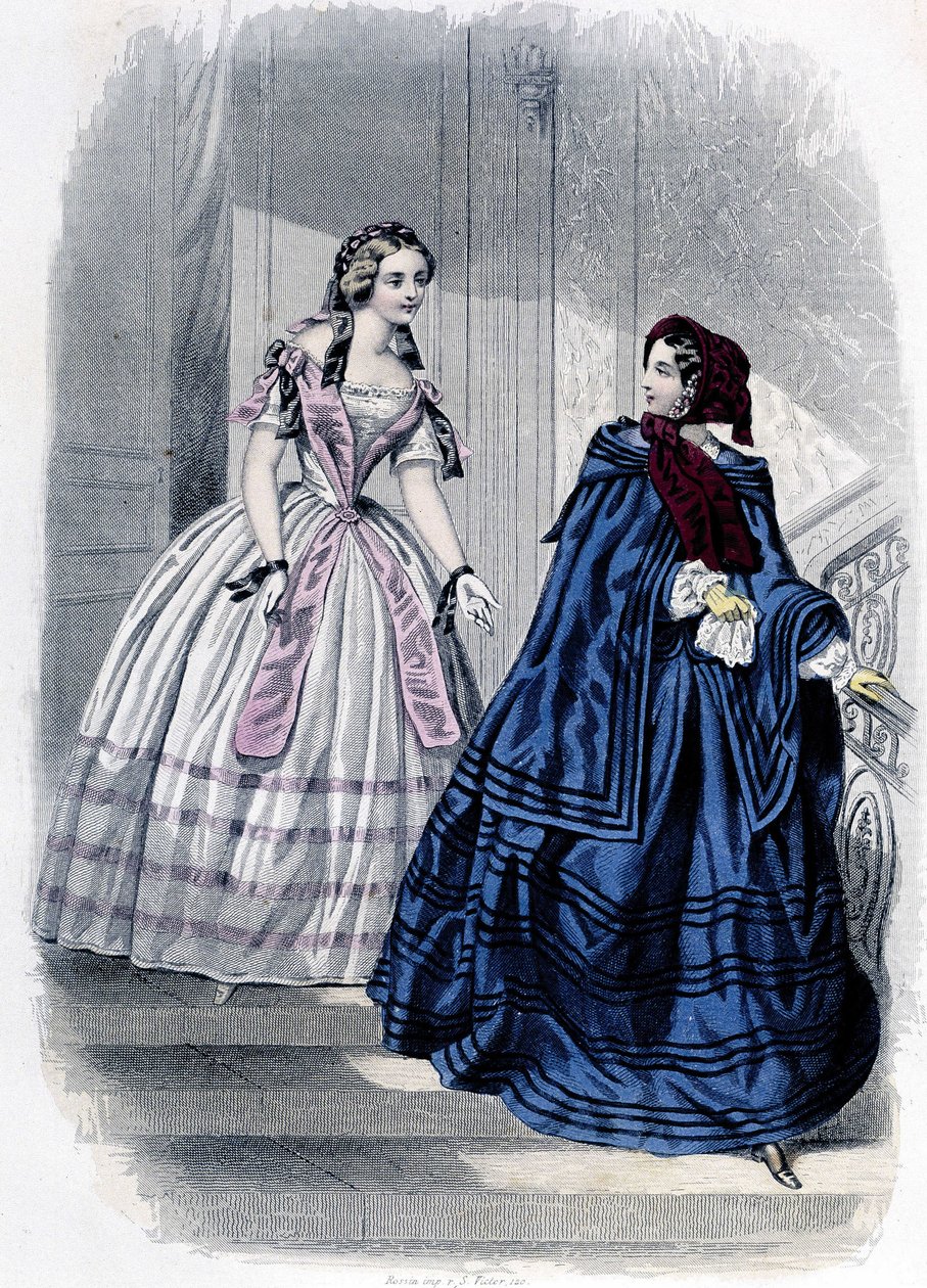 2 mulheres da moda - em "Journal des Demoiselles" 1852. de French School