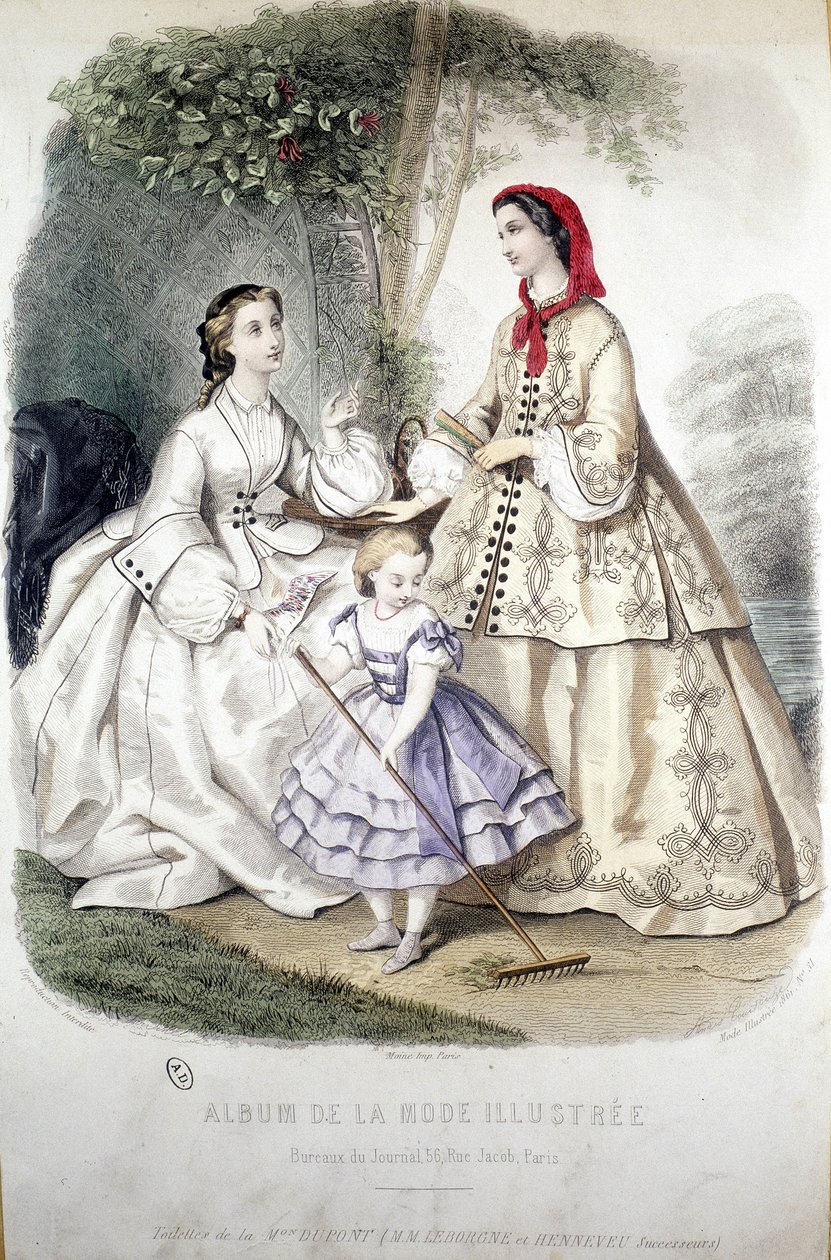 2 mulheres e uma rapariga: Moda - no "Album de la Mode illustrée". de French School