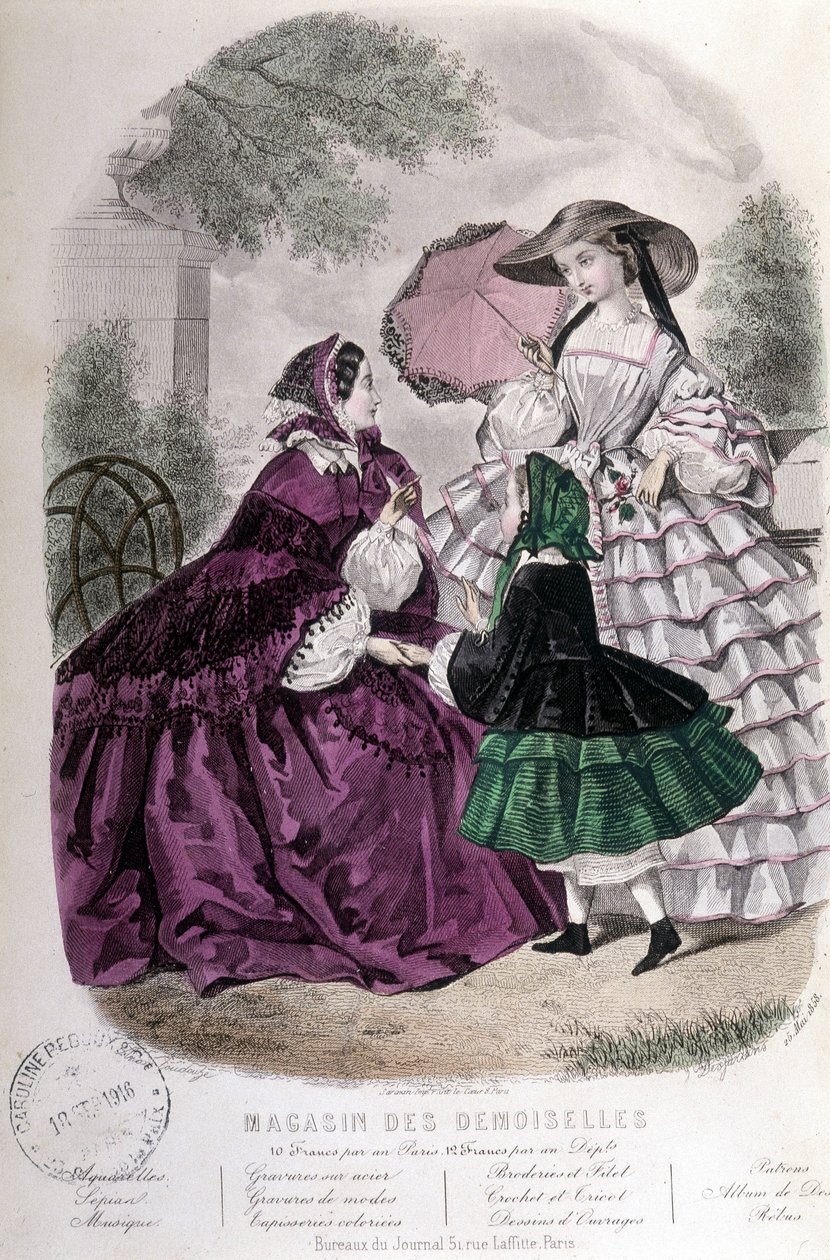 2 mulheres e uma menina: Moda - in “” Magazine des damoiselles ””. 1858 de French School