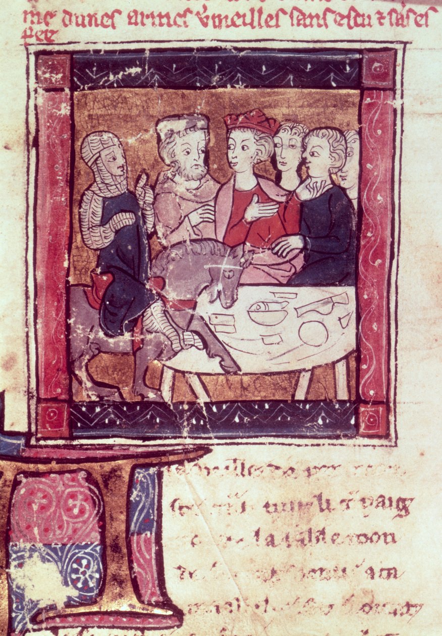4697 110 f.405 Galahad chega a Arthur, c.1250-80 (ver também 151821) de French School