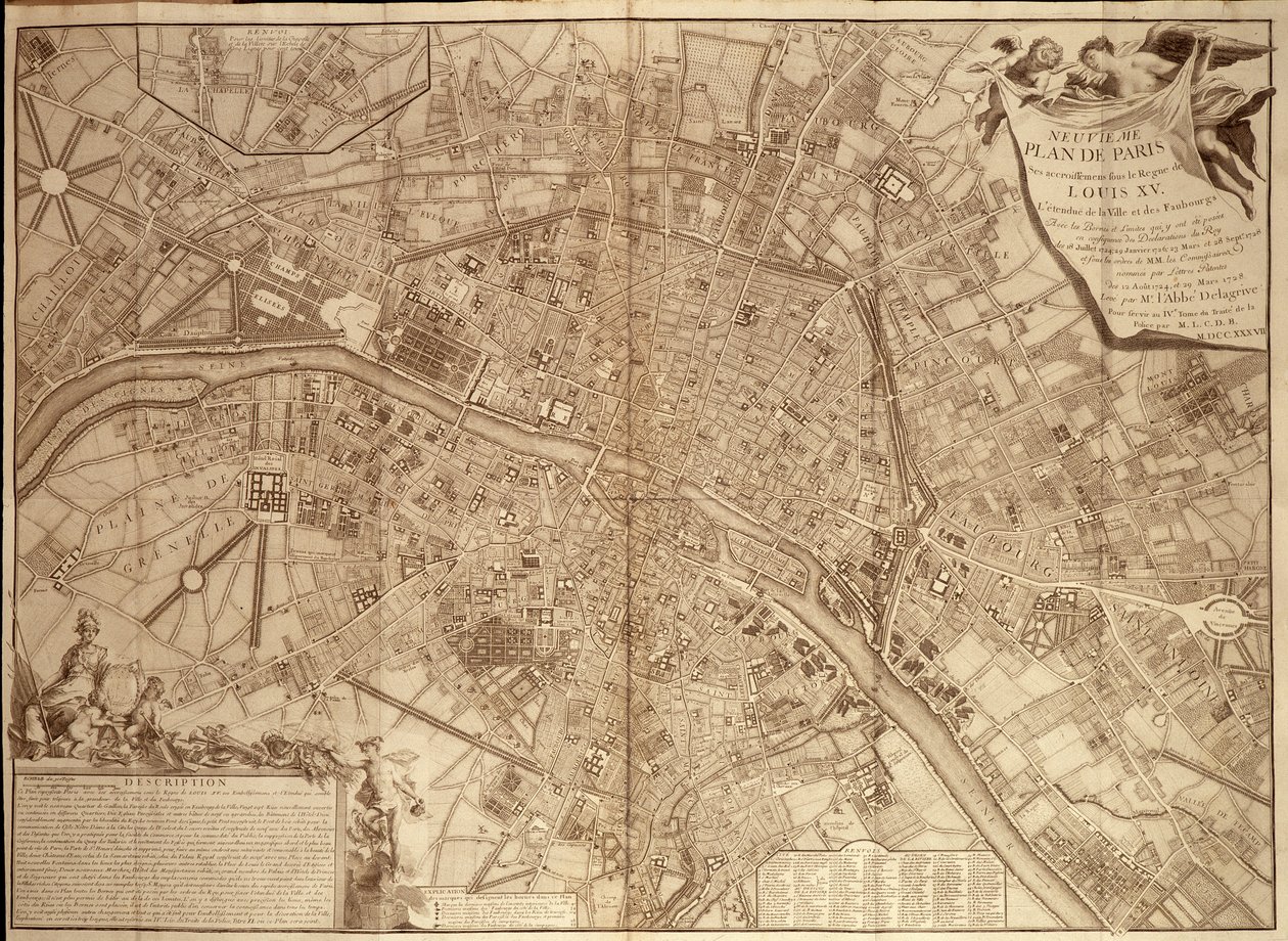 9º plano de Paris sob Luís XV - in "Continuation du traite de la police". de French School