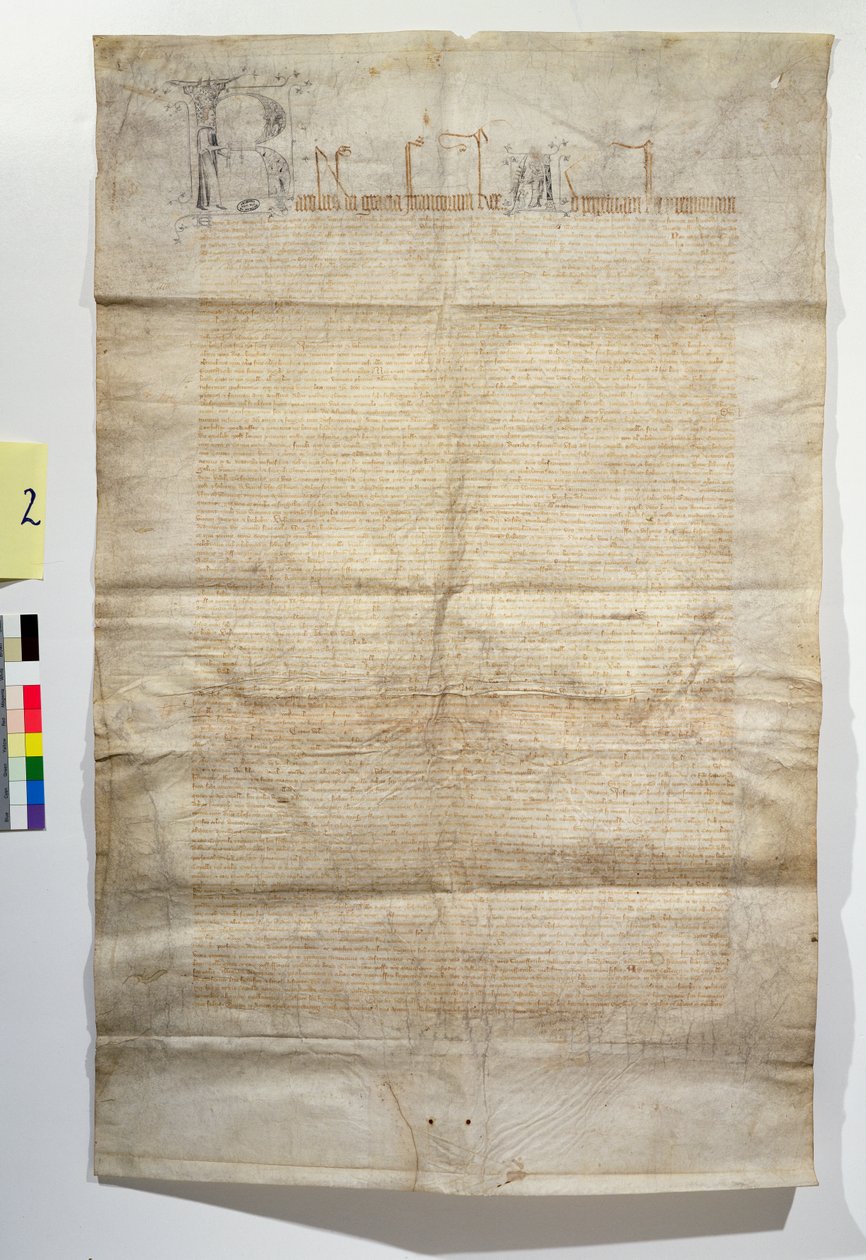 Carta de Fundação AE II 401 AB da Capela Real em Vincennes dedicada à Trindade, novembro de 1379 de French School