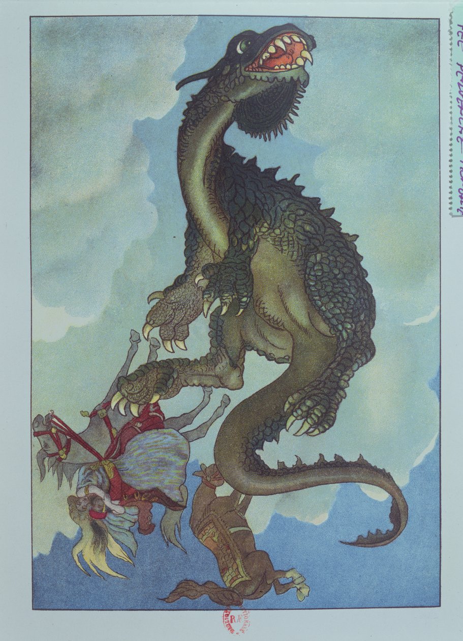 A Dragon Falling from the Sky, ilustração do conto húngaro, 