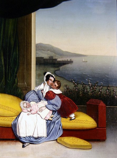 Um Interior Familiar (óleo sobre tela) de French School