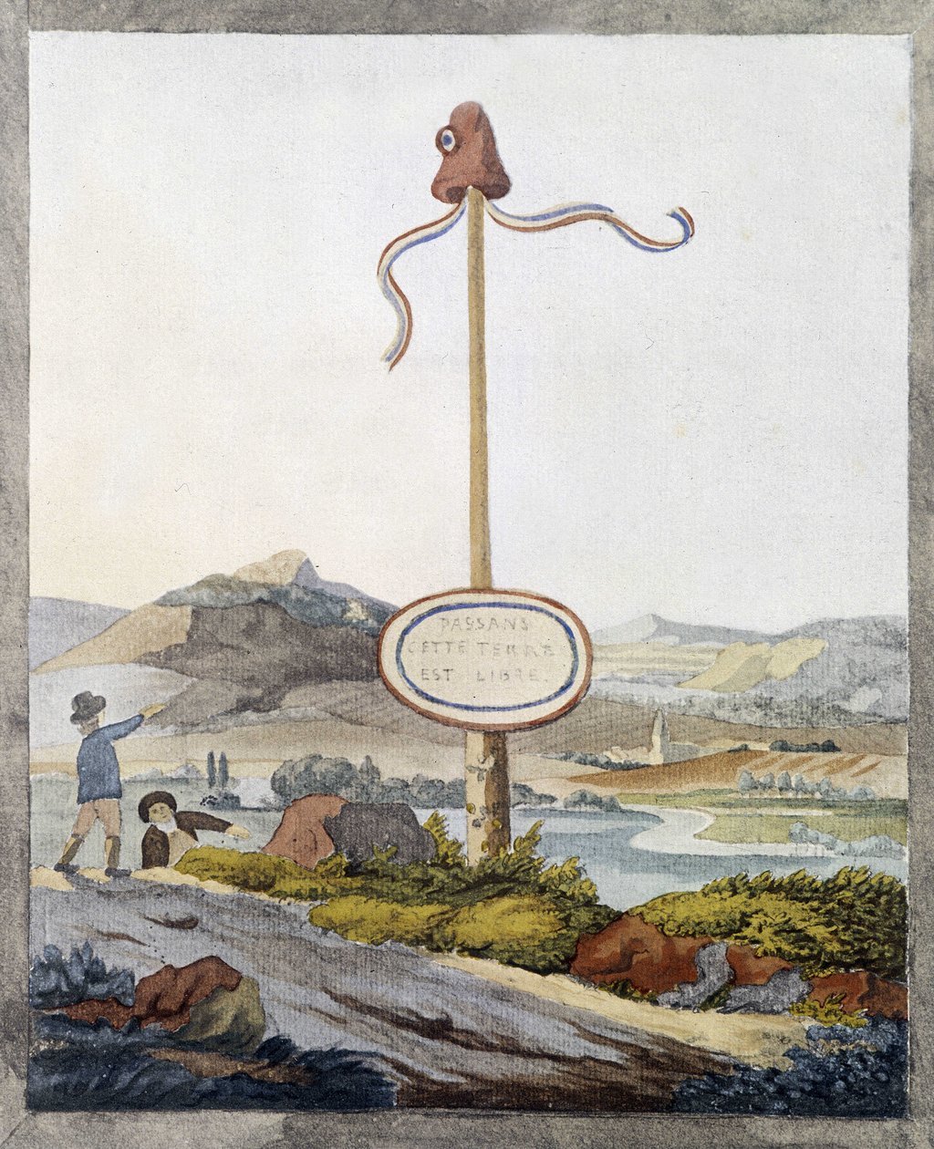Uma fronteira francesa na época da revolução de 1789: "Passageiros, esta terra é livre" de French School