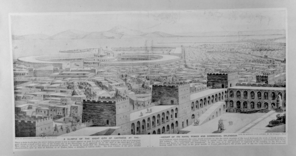 Um vislumbre da grande cidade de Cartago, no auge de seu poder naval e esplendor comercial, final do século XIX de French School
