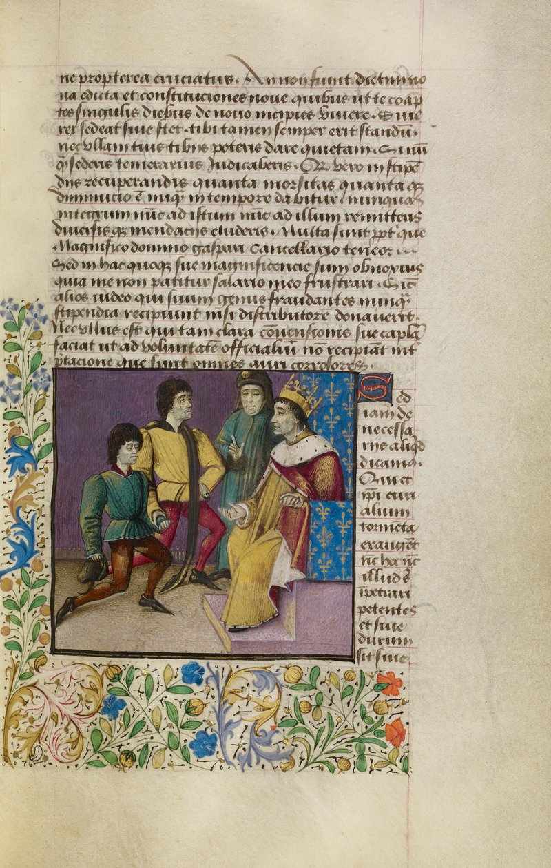 A King at Court, c.1460-70 (têmpera, folha de ouro, tinta e tinta sobre pergaminho) de French School
