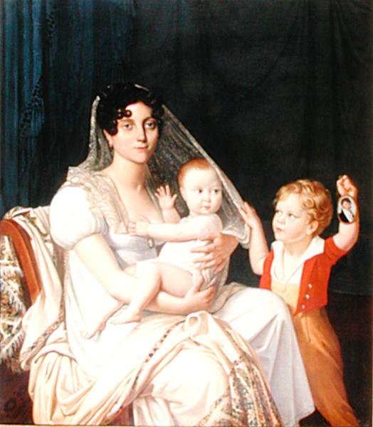 A Mother and her Children, c.1808 (óleo sobre tela) de French School