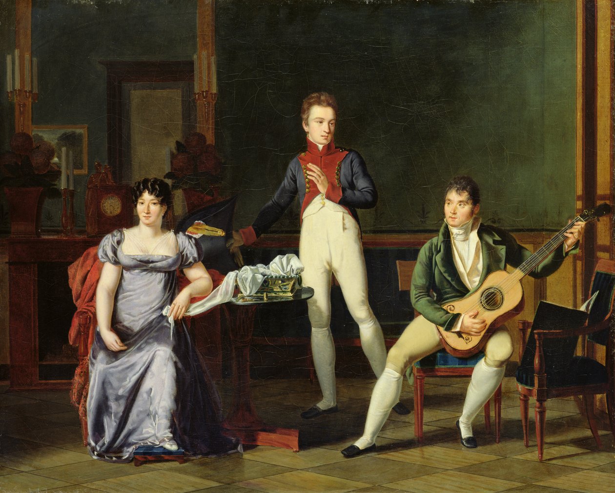 Um músico e sua família, possivelmente Fernando Sor (1778-1839) de French School