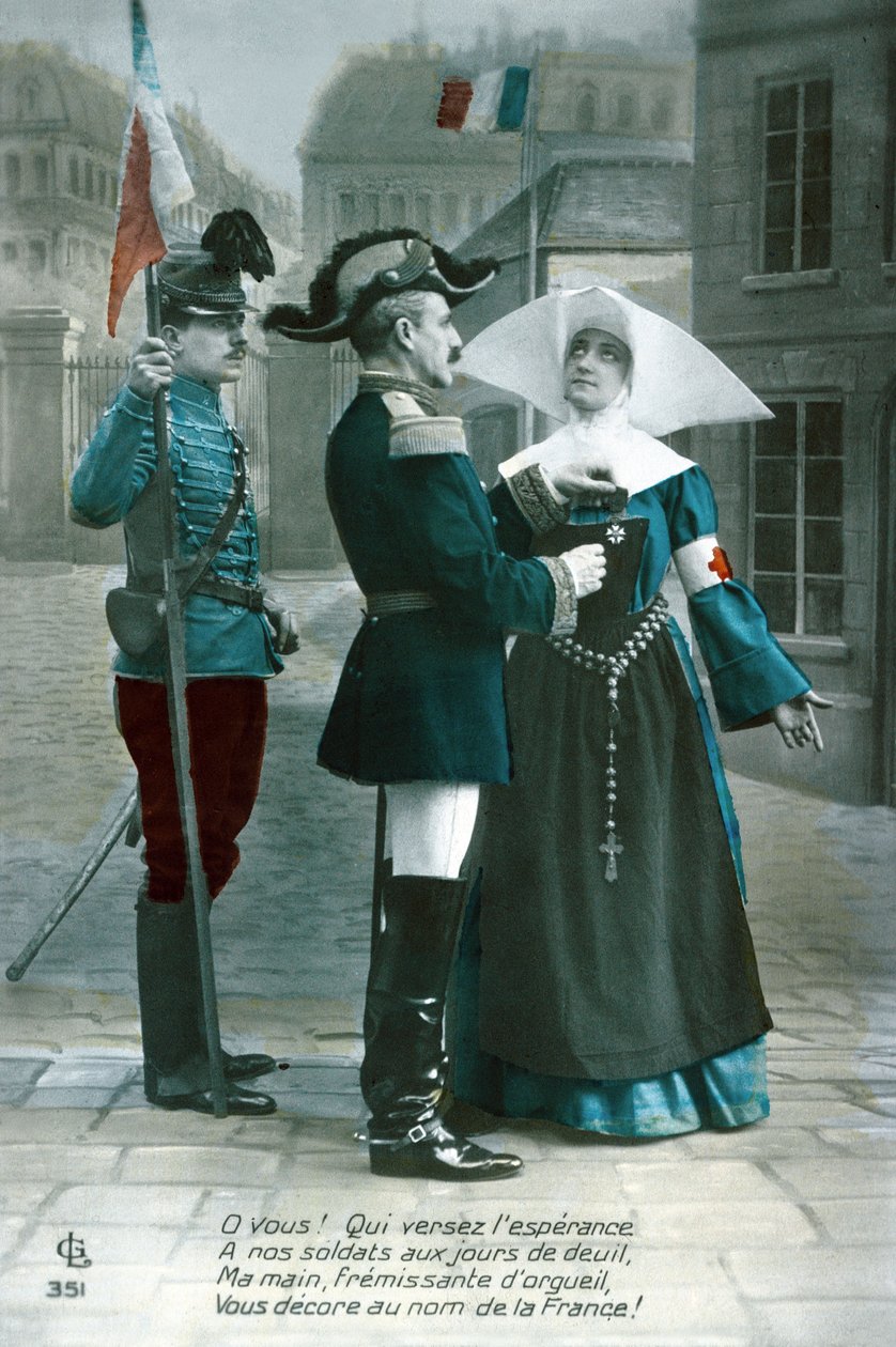 Uma Freira a Receber uma Medalha, Primeira Guerra Mundial (foto) de French School
