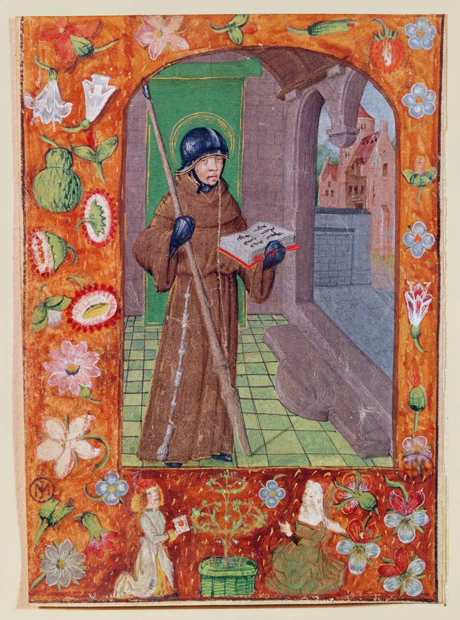 Uma página de um manuscrito, Warrior Monk de French School