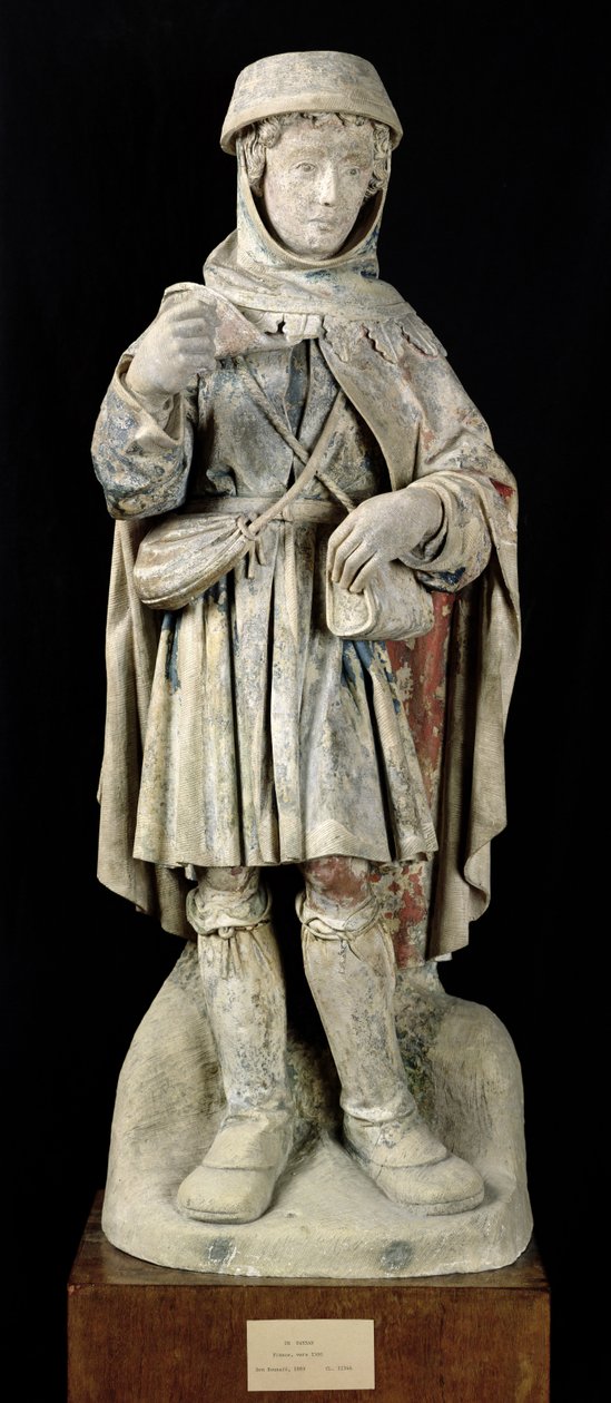 Um camponês, c.1500 (pedra policromada) de French School