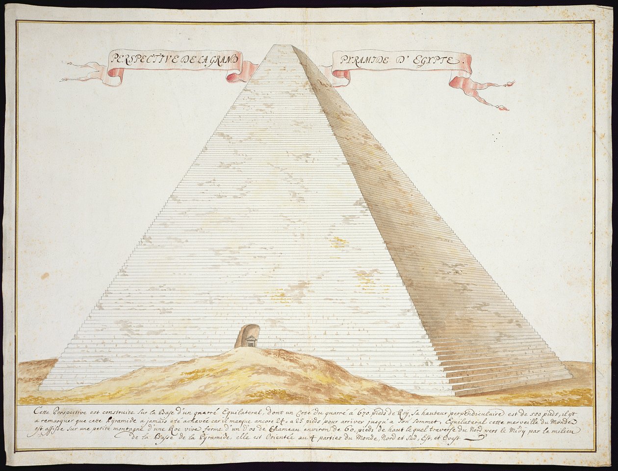 Uma vista em perspectiva de uma pirâmide no Egito, c.1700 (caneta e tinta com wc no papel) de French School