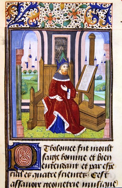 Um Filósofo, possivelmente Pilófilo, do Histoire des Philosophes, final do século XV (vellum) de French School