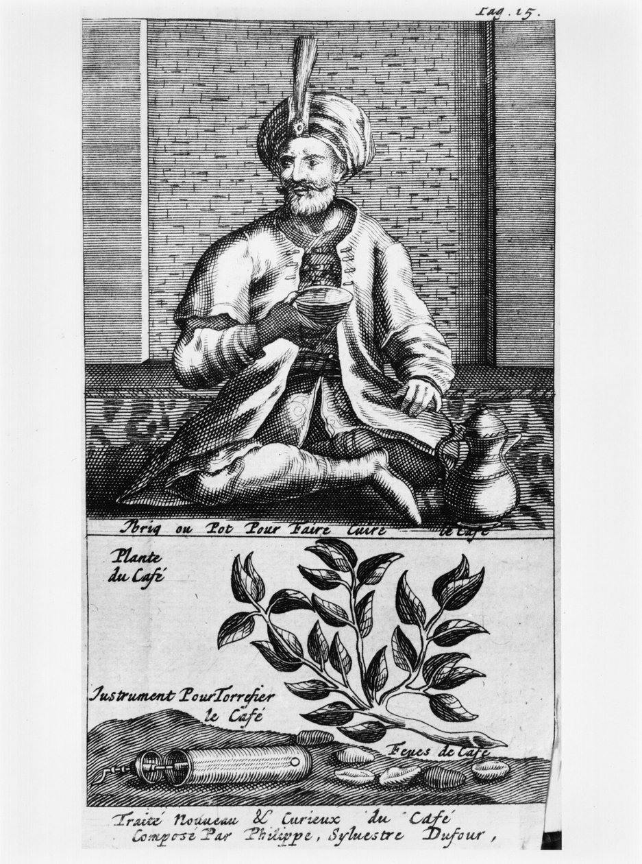 Uma panela para fazer café, ilustração do novo e curioso Tratado de Cafe, The e Chocolate por Philippe Sylvestre Dufour, The Hague, publicado em 1693 de French School