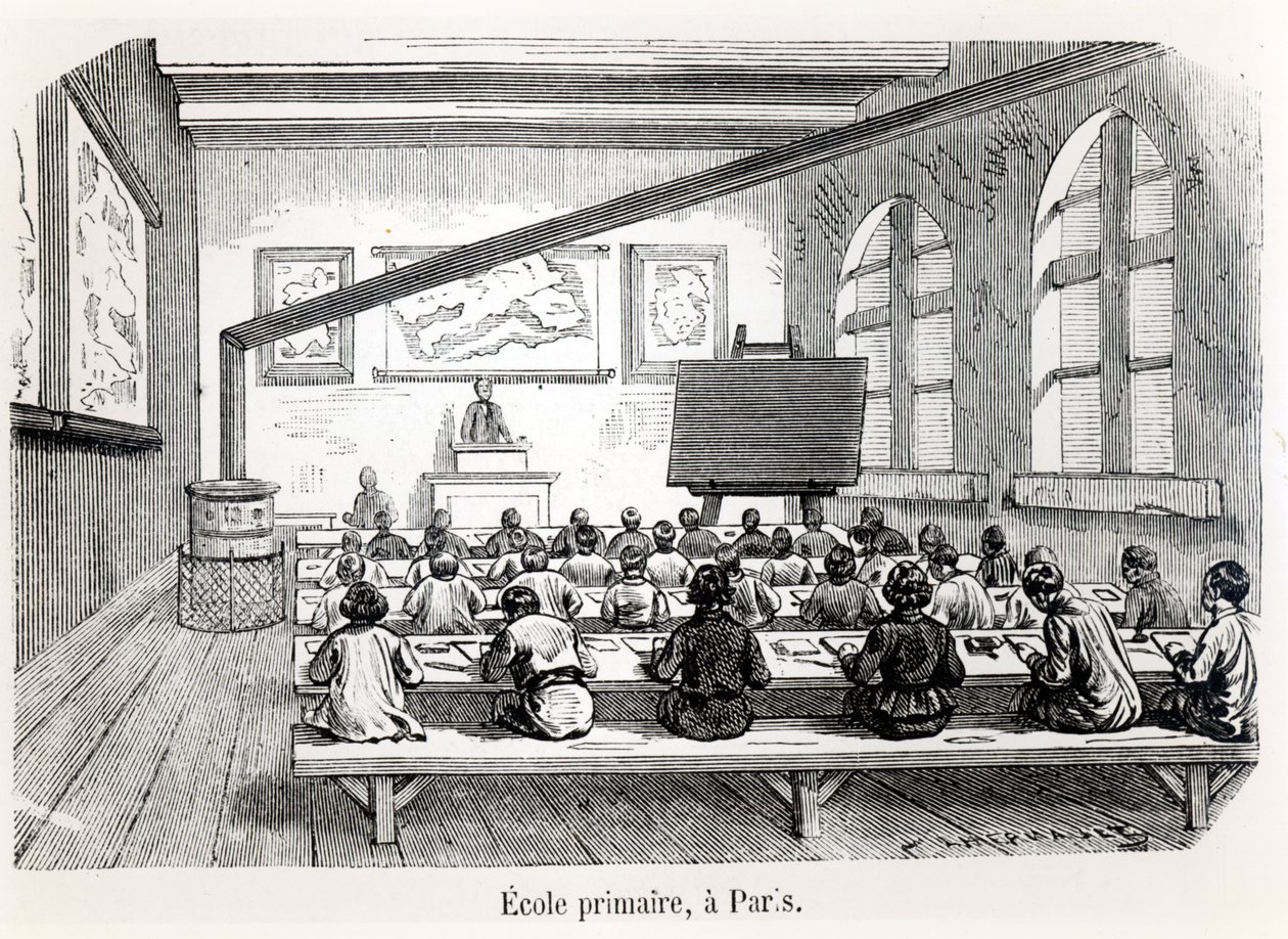 Uma Escola Primária em Paris, do Pittoresque Magazine Almanac, 1975 de French School