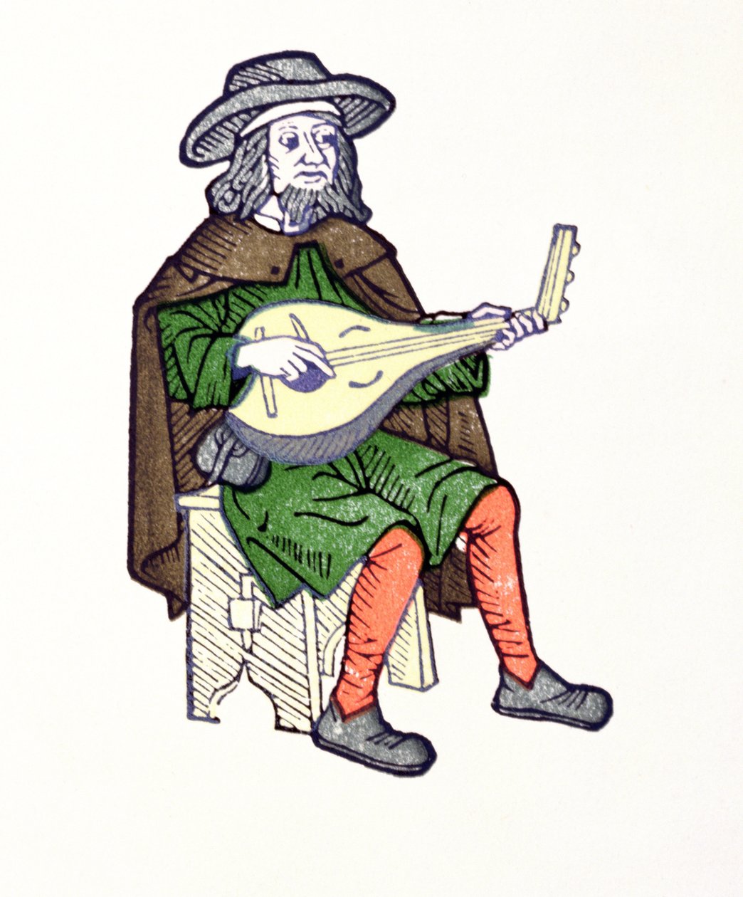 Um trovador tocando alaúde, a partir do início do século XIII, chantilly Aucassin et Nicolette de French School