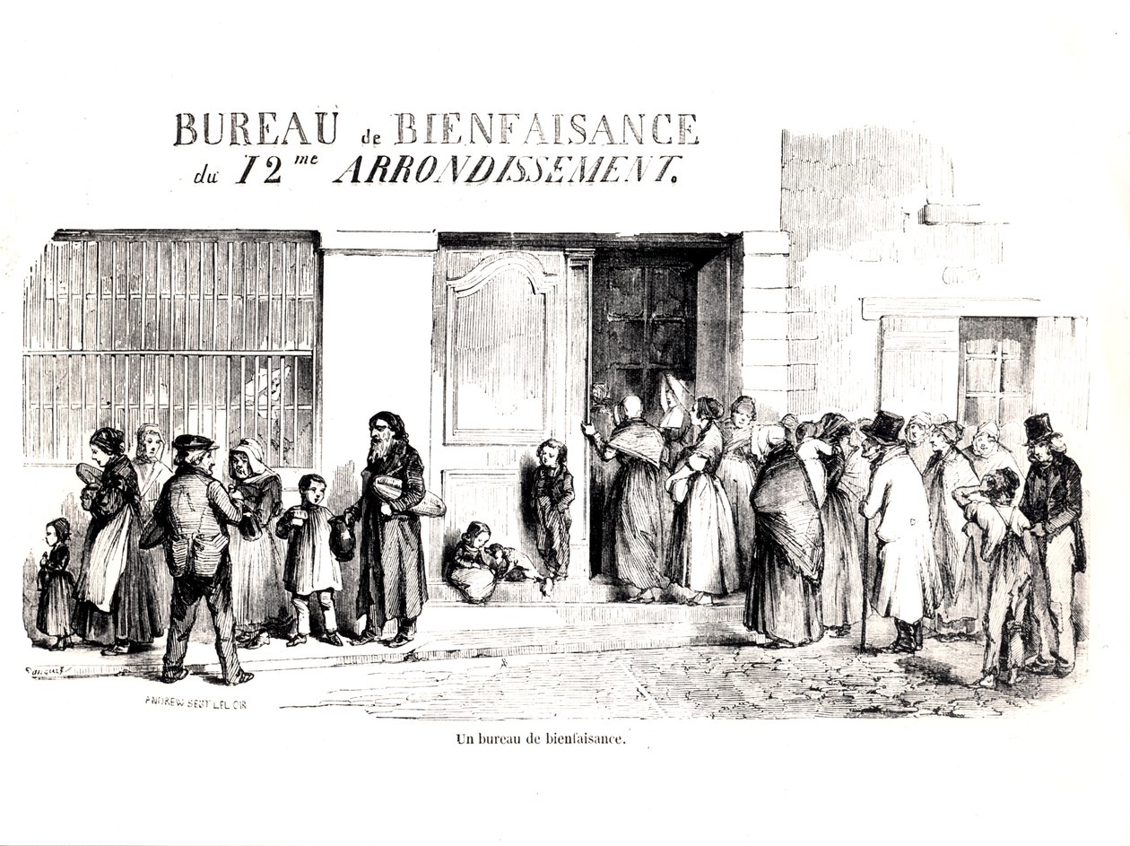 Um Escritório de Assistência Social em Paris, 12º Arrondissement, c. 1870 de French School