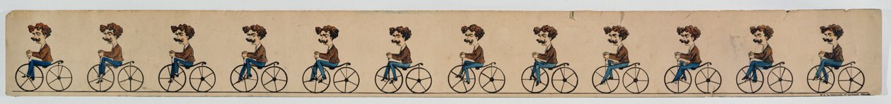 Uma banda de Zoetrope representando um ciclista de French School