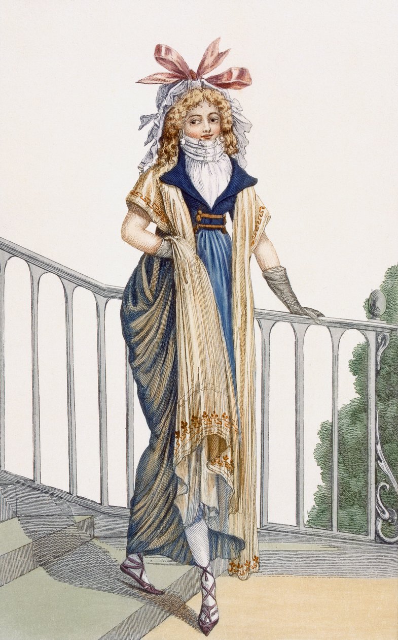Um vestido de passeio estilo country, ilustração de Journal des Dames e des Modes, 1797 de French School